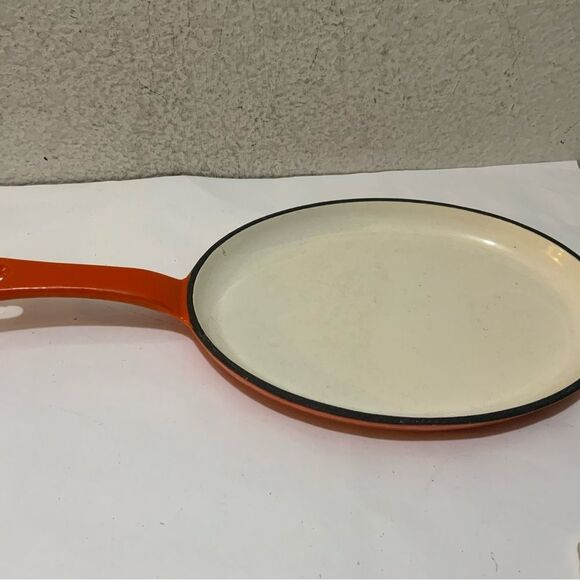 RACHAEL RAY Orange Enamel Cast Iron Oval Fajita Fry Pan Skillet - Picture 2 of 4